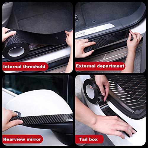 Automotive Car Door Edge Entry Guards Door Sill Protector Strip 5D Carbon Fiber Vinyl Wrap Film Paint Threshold Scuff Plate Protectors Anti-Collision for Most Vehicles (Black, 2in*33FT) - size: 2in*33FT