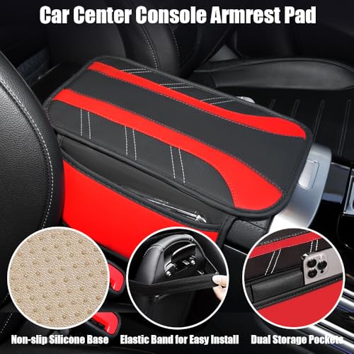 10PCS Car Interior Accessories Sets,Steering Wheel Cover, Seat Belt Cover Pads, Center Console Cover,Cup Holder Coasters,Air Vent Decorative Clip(Red) - color: Red