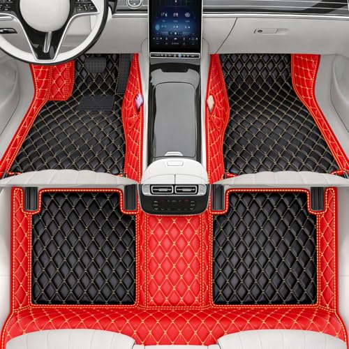 All-Weather car Floor mats, Anti-Slip Leather Floor mats Set, Suitable for 99% of Vehicle Models, Providing Comprehensive Protection for the car Carpet of Your Beloved car. (Red-) - color: Red-