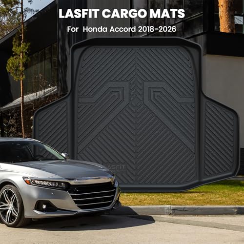 LASFIT Trunk Mat for Honda Accord Seden 2026 2025 2024 2023 2022 2021 2020 2019 2018 (Gasoline & Hybrid), All Weather TPE Custom Fit Accord Trunk Liner Trunk Tray Cargo Liner Accessories, Black