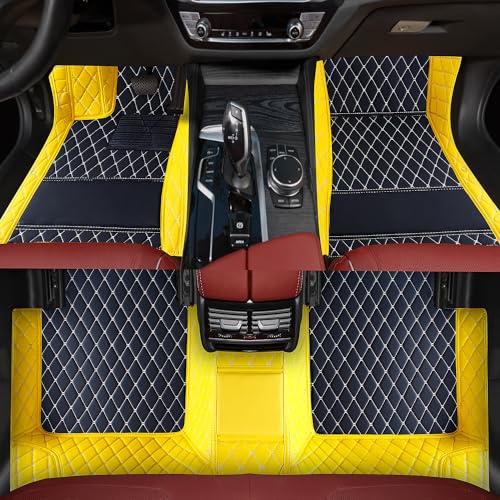 Customized car Floor mats are Suitable for 99% of Vehicle Models (sedans/Trucks/SUVs), Anti-Slip Floor mat Leather Set Provides Comprehensive Protection for the Original car Carpet. (1Yellow) - color: 1Yellow