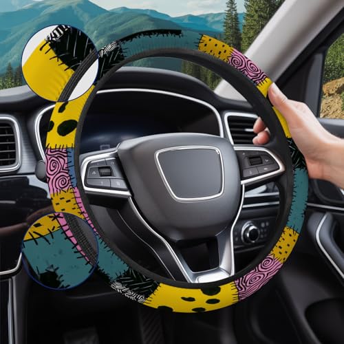 GENANY Nightmare Rag Doll Steering Wheel Cover, Non Slip Polyester Car Wheel Protector for Car SUV Truck, Universal 15 Inch - color: Drag Doll