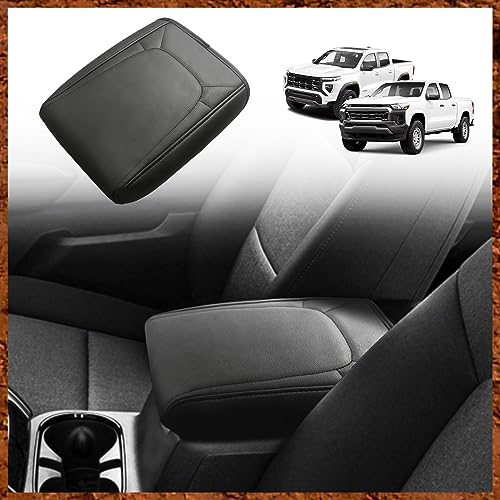 Center Console Armrest Cover Fit for Chevy Colorado/GMC Canyon 2026 2023-2025 Accessories, Comfort Armrest Pad Console Lid Cushion Vegan Leather Regular Thick(Black Trim) - size: 5) 23+ |Colorado & Canyon| Black Stitch, Regular