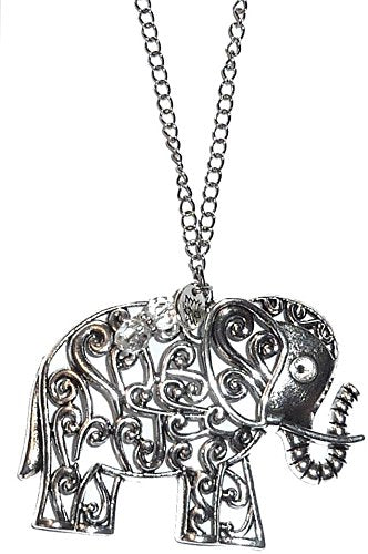 Hidden Hollow Beads Rear view Mirror Car Charm Ornament, Sun Catcher, Hanging Pendant, Stainless Steel Chain. Comes in a Gift Bag (Elephant) - size: Elephant
