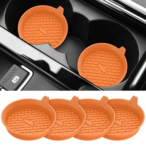 ME.FAN Car Cup Holder Coasters [4 Pack] Silicone Cups Mats, Automotive Universal Non-Slip Recessed Interior Accessories Orange - color: 4pack-orange