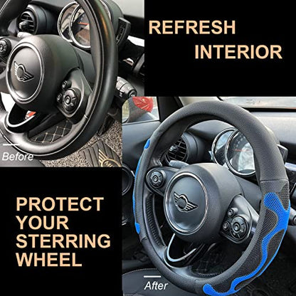 PINCTROT Large Size Comfy Grip Steering Wheel Cover, Anti-Slip Design, 15.5-15.75 Inch(Silicone Blue) - color: 3.Blue, size: Large Size[15 1/2''-15 3/4'']
