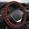 Red Buffalo Plaid Steering Wheel Cover for Men Women Auto Accessories Universal 15 Inch Anti-Slip Breathable Car Wheel Protector Covers - color: Rustic Red Black Buffalo Check Plaid Pattern