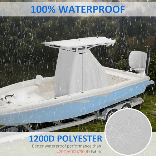 T-Top Center Console Boat Cover, Heavy Duty 1200D Waterproof T Top Console Cover with Motor Cover, UV Resistant Polyester T-Top Boat Cover, Gray(69" L x 47" W x 72" H) - color: Gray, size: M:69"L*47"W*72"H