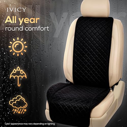 Faux Linen Front Car Seat Cover – Non-Slip Bucket Seat Protector for Most Cars, SUVs, Vans & Trucks – 1 Seat Cover, Machine Washable, Side-Airbag Friendly, Black - color: BLACK WS LN