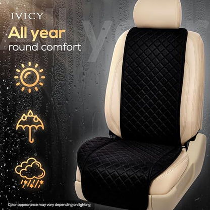 Faux Linen Front Car Seat Cover – Non-Slip Bucket Seat Protector for Most Cars, SUVs, Vans & Trucks – 1 Seat Cover, Machine Washable, Side-Airbag Friendly, Black - color: BLACK WS LN