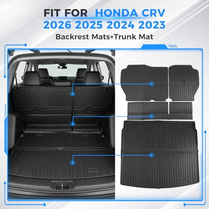 Cargo Mat Fit for Honda CR-V & CR-V Hybrid 2023–2026, Upper Deck Trunk Liner with Back Seat Backrest Mats, All-Weather Cargo Floor Protector, Fit for Honda CRV Accessories - size: Fit for Honda CR-V