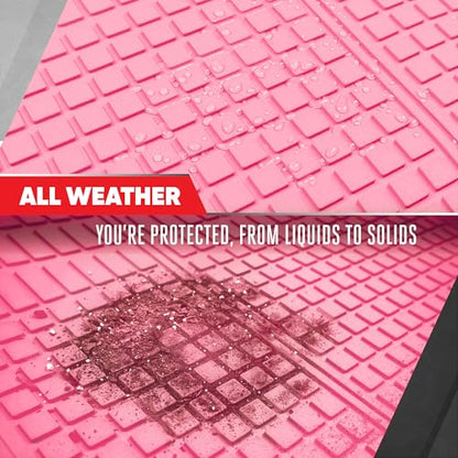 MotorTrend FlexTough Rear Cargo Mat – Heavy-Duty Trimmable Rubber Trunk Mat, Universal All-Weather Cargo Liner for Cars, SUVs & Trucks, Flexible Non-Slip Automotive Floor (Pink)