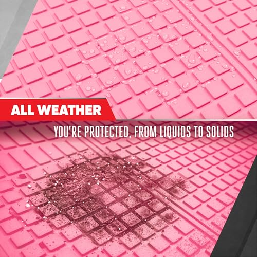 MotorTrend FlexTough Rear Cargo Mat – Heavy-Duty Trimmable Rubber Trunk Mat, Universal All-Weather Cargo Liner for Cars, SUVs & Trucks, Flexible Non-Slip Automotive Floor (Pink) - color: Pink