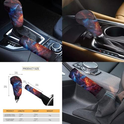 Galaxy Animal Wolf Car Rear Bench Protective Seat Car Seat Covers Full Set 12 Pcs Auto Interior Accessories Steering Wheel Cover Car Seat Covers Headrest Covers Universal Fit - color: Galaxy Animal Wolf