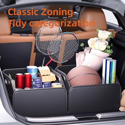 Car Trunk Organizer and Car Storage,Collapsible Multi-Compartment Car Organizers, Waterproof foldable luggage bag with 4 pockets，Suitable for any car