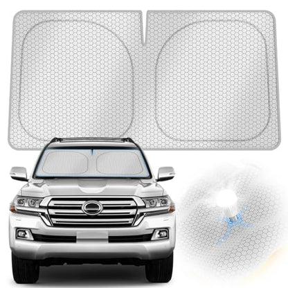 helloleiboo Graphene Car Windshield Sun Shade – 57" x 31" Foldable Car Sun Shade, Advanced Heat Absorption & UV Protection, Universal Fit for Cars, SUVs & Trucks - size: 57 x 31 inches