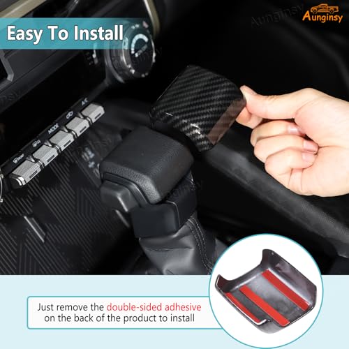 Aunginsy Car Gear Shifter Hand Brake Trim Cover Compatible with Toyota Tacoma 2024 2025 2026 & 4Runner 2025 2026, ABS Automatic Center Console Gear Shift Head Knob Scratch Protector Cover Accessories - color: Carbon Fiber Pattern(A)