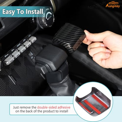 Aunginsy Car Gear Shifter Hand Brake Trim Cover Compatible with Toyota Tacoma 2024 2025 2026 & 4Runner 2025 2026, ABS Automatic Center Console Gear Shift Head Knob Scratch Protector Cover Accessories - color: Carbon Fiber Pattern(A)