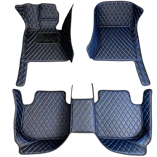 Custom Making Car Floor Mats Waterproof Anti-Slip Faux Leather Protection Floor. Auto Foot Pad Set Automobile Interior Carpet Accessories for SUV and Trucks (Black Blue) - color: Black blue