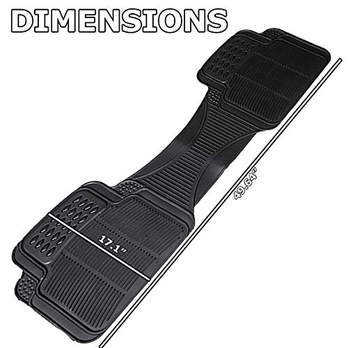 Car Floor Mat Runner - Rubber Rear Floor Mat Liner - Black Back Seat Liner - Auto Trimmable Universal Fit Rug for Vehicle