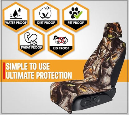 Gorla Gear Camo Premium Universal Fit Waterproof Stain Resistant Car Seat Cover Neoprene Non-Slip Bucket Seat Hunting Dog & Sweat Proof Protector Save Your Leather Cloth Seats Auto Van Truck SUV Sedan - color: Camo