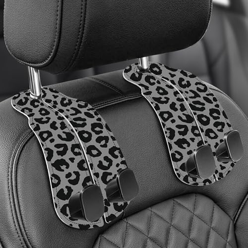 Purse Holder for Car, 2 Pack Heavy Duty Purse Hanger for Car, PU Leather Car Seat Hooks for Purses and Bags, Cute Leopard Print Headrest Organizer for Handbags & Backpacks - color: Car hook - Leopard print A
