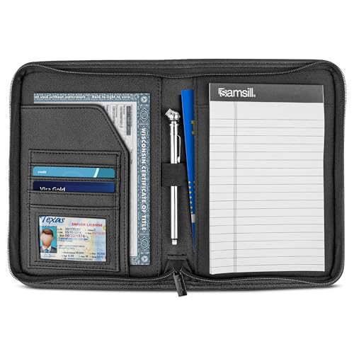 Samsill Car Registration and Insurance Holder, Owner's Manual Glove Box Organizer, 7.25 x 10 inches, Car Document Holder, Black