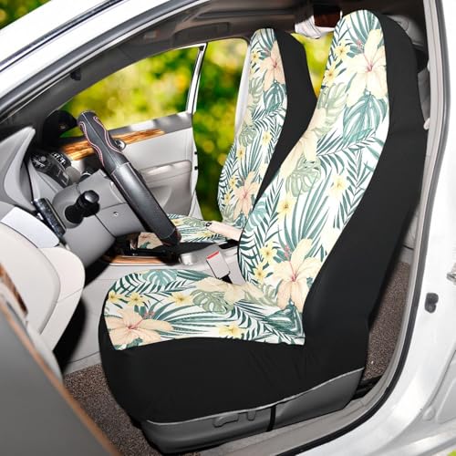 Tropical Hibiscus Flowers Car Seat Cover - 2 PCS Auto Front Seat Covers Breathable Bucket Seats Protector for Car SUV Truck - Universal Fit