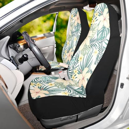 Tropical Hibiscus Flowers Car Seat Cover - 2 PCS Auto Front Seat Covers Breathable Bucket Seats Protector for Car SUV Truck - Universal Fit