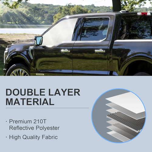 Front Side Window Sun Shade for 2010-2025 Dodge RAM 2500 3500 QuadCab CrewCab MegaCab 4Door, Foldable Window Sunshade Sun Visor Protector, Side Window Shades Blocks UV Rays Heat, Pack of 2 - size: Silver & Black-Fit 2010-2025 Dodge RAM 2500 3500