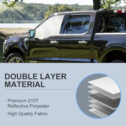 Front Side Window Sun Shade for 2019-2025 Chevy Silverado 1500, Double Cab Crew Cab 4Door, Foldable Window Sunshade Sun Visor Protector, Side Window Shades Sun Shield Blocks UV Rays, Pack of 2 - size: Silver & Black-Fit 2019-2025 Chevy Silverado 1500
