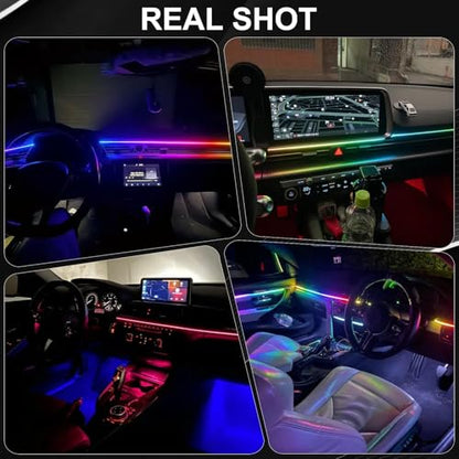 Acrylic Interior Car LED Strip Light with Wireless APP, RGB 18 in 1 with 175 inches 593 LEDs Fiber Optic Ambient Lighting Kits, 16 Million Colors Sound Active Function Car Neon Lights - color: Dreamcolor 18 in 1