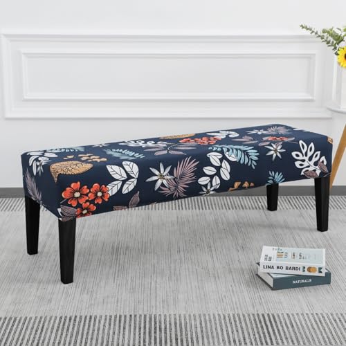 SPRINGRICO Stretch Dining Bench Cover, Removable Bench Slipcover Washable Bench Seat Protector Rectangle Bench Cover for Dining Room, Living Room, Bedroom, Kitchen (Garden Wind) - color: Garden Wind