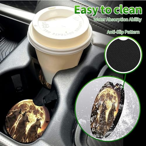 Universal Auto Center Console Pad and 2Pcs Car Coasters Set, Anti Slip Soft Neoprene Car Armrest Seat Box Cover Protector Universal Fit - Car Interior Accessories, Moonwolf - color: 505