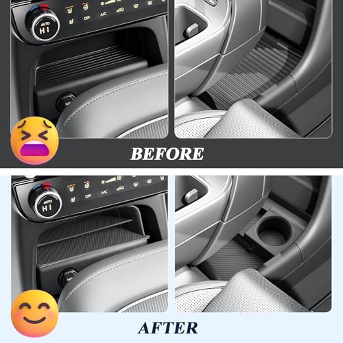 BIBIBO 2Packs for 2026 Hyundai Palisade Center Console Organizer 2026 Hyundai Palisade (SE, SEL, SEL Convenience, SEL Premium, XRT Pro, Limited, Calligraphy)Under Console Insert Tray+Divider Organizer - color: Black-(Console Under+Insert shelf)
