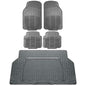 FH Group Automotive Floor Mats - Heavy-Duty Rubber, All Weather Protection Universal Fit Full Set Floor Mats and Cargo Mat, Climaproof, Semi Custom Trimmable for Most Cars, Sedan, SUV, Truck, Gray