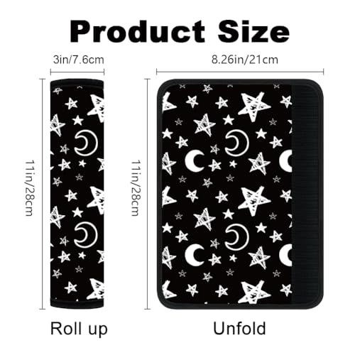 2Pcs Soft Auto Seat Belt Cover Pad Moon and Star Print Car Seatbelt Shoulder Cushion for Comfortable Driving, Compatible with All Cars' Seatbelt and Backpack Straps - color: Stars Moon