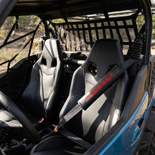 KAELTHAS 2PCS Seat Belt Pad Comfortable for Shoulder & Neck, No Interfere with Retraction, Carbon Fiber Look UTV Seatbelt Cover with Embroidery Logo for Commander UTV SSV SXS (Commander)