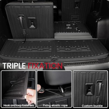 Cargo Mat Backrest Mats 2-in-1 Design for 2017-2023 GMC Acadia 6/7 Seats Accessories, All-Weather TPE Trunk Mat Cargo Liner Protector SLE/SLT/AT4/DENALI(Cargo Mat with Backrest Mats)