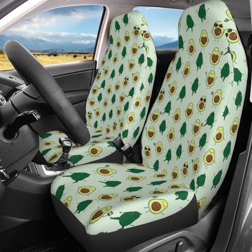 Dujiea Green Cute Avocado Car Front Seat Covers 2 Pcs Universal Auto Seat Covers Front Seats Only, Vehicle Bucket Seat Protectors Fit for Most Car SUV Sedan and Truck - color: Cute Avocado