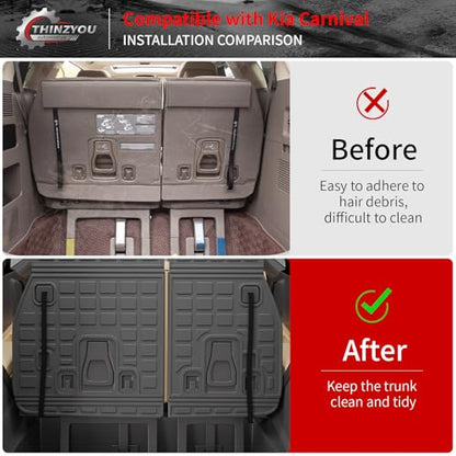 Floor Mats Compatible with 2022-2025 2026 Kia Carnival 8 Seater MPV No Hybrid&Prestige Trunk Liner Cargo Liner Cargo Mat 2024 Carnival Accessories (Floor Mats+Trunk Mat+Backrest Mats) - style: For Kia Carnival 8-Seater | 2022-2026