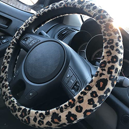 AUTOFAN Leopard Car Seat Covers Full Set with Steering Wheel Cover 2 Seat Belt Pads, Cheetah Print Seat Covers for Cars for Women,Airbag Compatible,Universal Fits for Cars,SUV,Truck - color: animal leopard