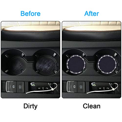 Bling Car Coasters, Wisdompro 4 Pack PVC Car Cup Holder Insert Coaster - Anti Slip Universal Vehicle Interior Accessories Crystal Glitter Cup Mats for Women and Men(2.75" Diameter, Black) - color: Black