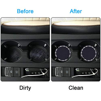 Bling Car Coasters, Wisdompro 2 Pack PVC Car Cup Holder Insert Coaster - Anti Slip Universal Vehicle Interior Accessories Crystal Glitter Cup Mats for Women and Men(2.75" Diameter, Black) - color: Black