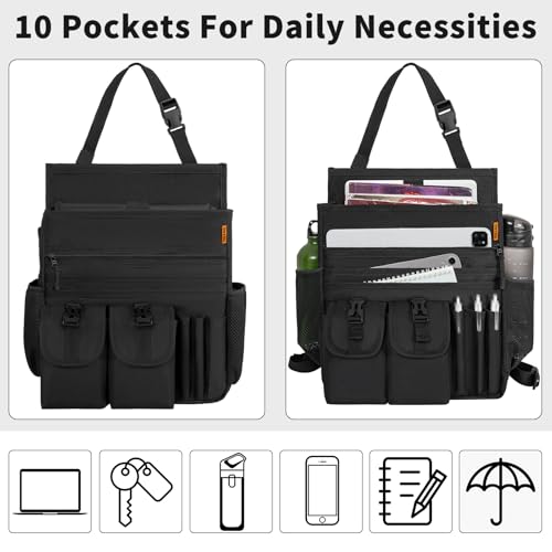 Car Front Seat Organizer Backseat Organizer with Dedicated Tablet Laptop Storage Adjustable Shoulder Strap Cup Holder Truck Seat Storage Universal Fits for Most of Car