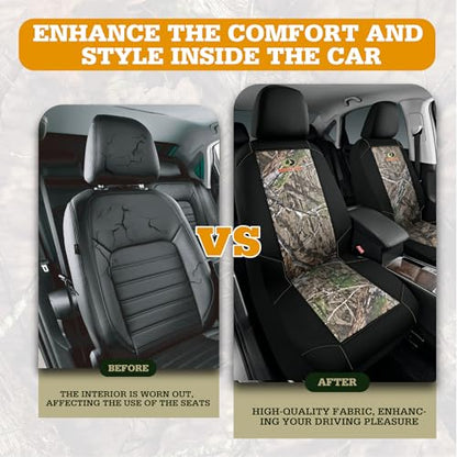 Mossy Oak Camo Seat Covers Low Back - Premium Cotton Twill Car Seat Cover, Airbag Compatible, Universial Fit Most Front Seats - Official Licensed Product - color: Cotton Low Back