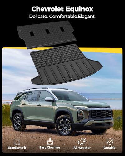 3W Seat Back Mats & Cargo Liner for 2025 2026 Chevrolet Chevy Equinox/GMC Terrain (Not for Equinox EV), All Weather TPE Custom Fit Floor Mats, Car Mats Full Set for Equinox/Terrain - size: Chevy Equinox 2025-2026 Backrest & Cargo Mat