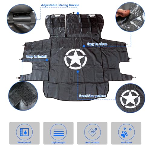 Dog Cargo Liner for Jeep, Pet Cargo Trunk Liner Mat Cover for 2007-2025 2026 Jeep Wrangler Accessories JK JL Unlimited 4 Door, Waterproof Oxford, Star