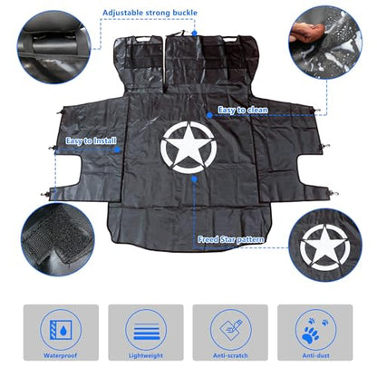 Dog Cargo Liner for Jeep, Pet Cargo Trunk Liner Mat Cover for 2007-2025 2026 Jeep Wrangler Accessories JK JL Unlimited 4 Door, Waterproof Oxford, Star