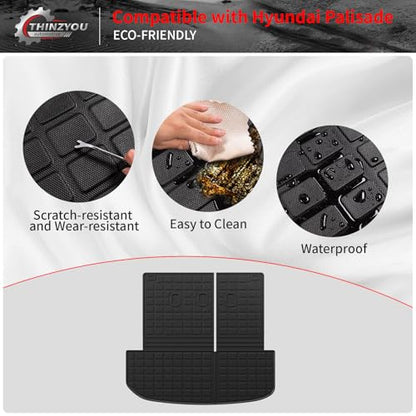 Floor Mats Compatible with 2020-2025 Hyundai Palisade Trunk Mat Cargo Liner TPE Back Seat Cover Protector 2024 Palisade 7 & 8 Seats Accessories (Trunk Mat with Backrest Mats+Floor Mats) - style: For Hyundai Palisade | 2020-2025